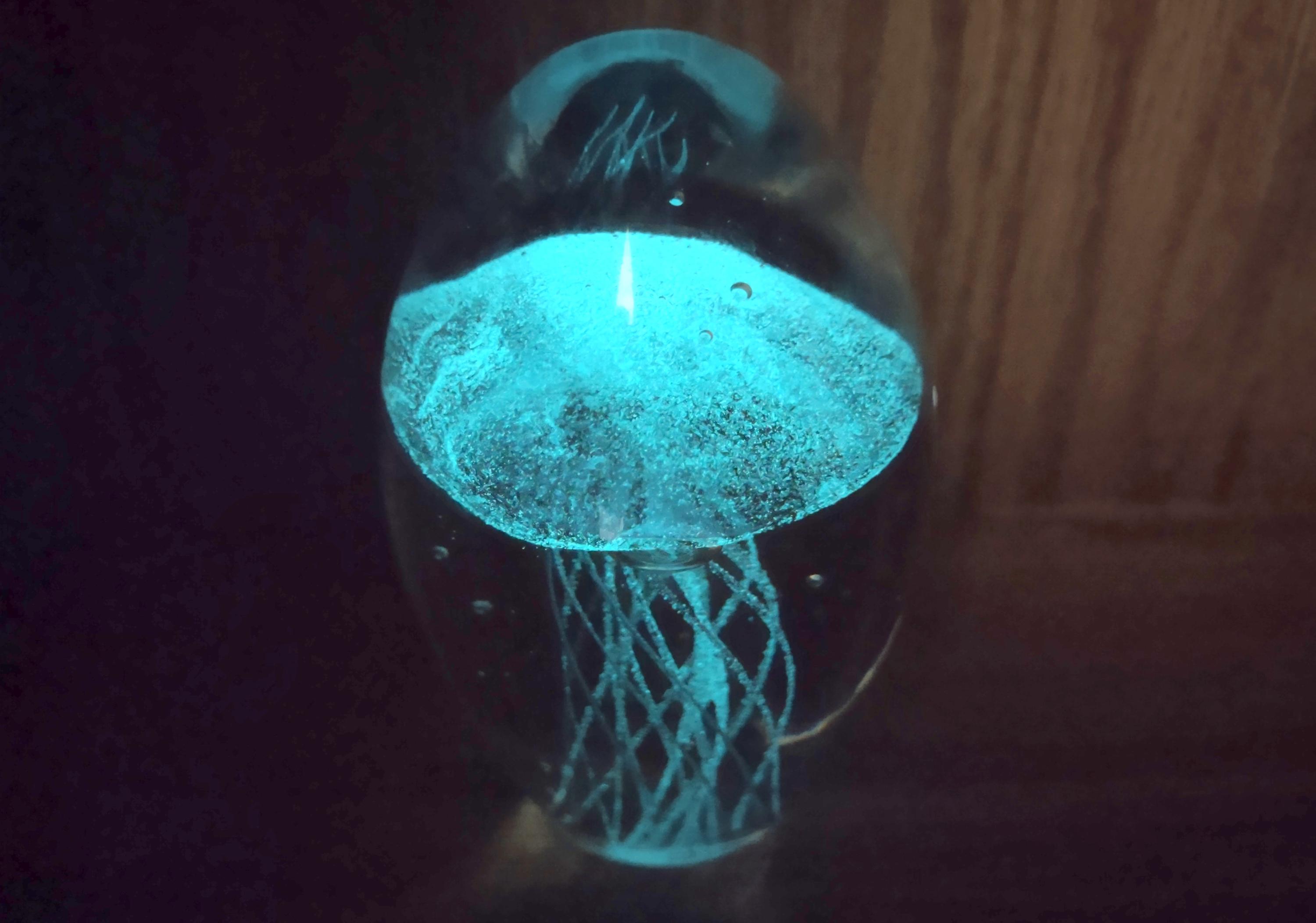 Jellyfish Glass Egg Light Blue Paperweight Glow in the Dark (1 Figurine ...