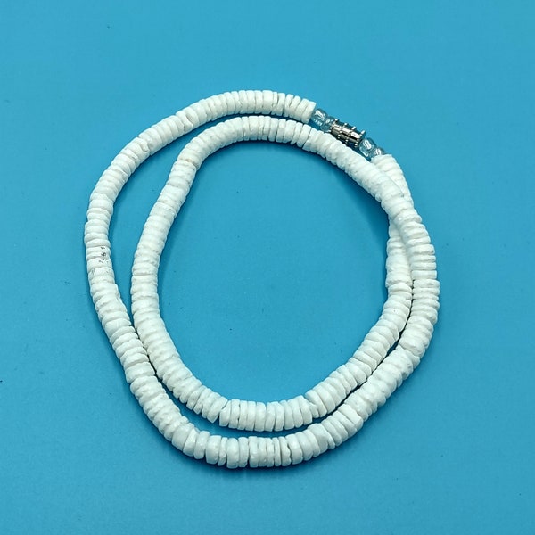 White Puka-Style Shell Necklace - (1 necklace 18 inches x 4-5mm)