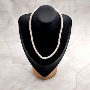 White Puka Style Heishi Seashell Necklace (1 necklace approx. 18 inches x 4+ mm) White Heishi Shell Necklace for the beach pool or party!