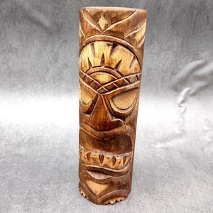 Tropical Tiki Face Totem Large Unpainted Crown (1 pole approx. 8 inches tall) Unpainted Tiki Face Totem Pole for tiki island home decor!