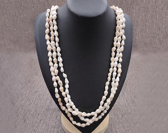 White Nassa Shell Necklace Leis (3 leis approx. 0.20+ inch x 56 inch CIRCUMFERENCE) Creamy seashell necklace for beach outfits or a gift!