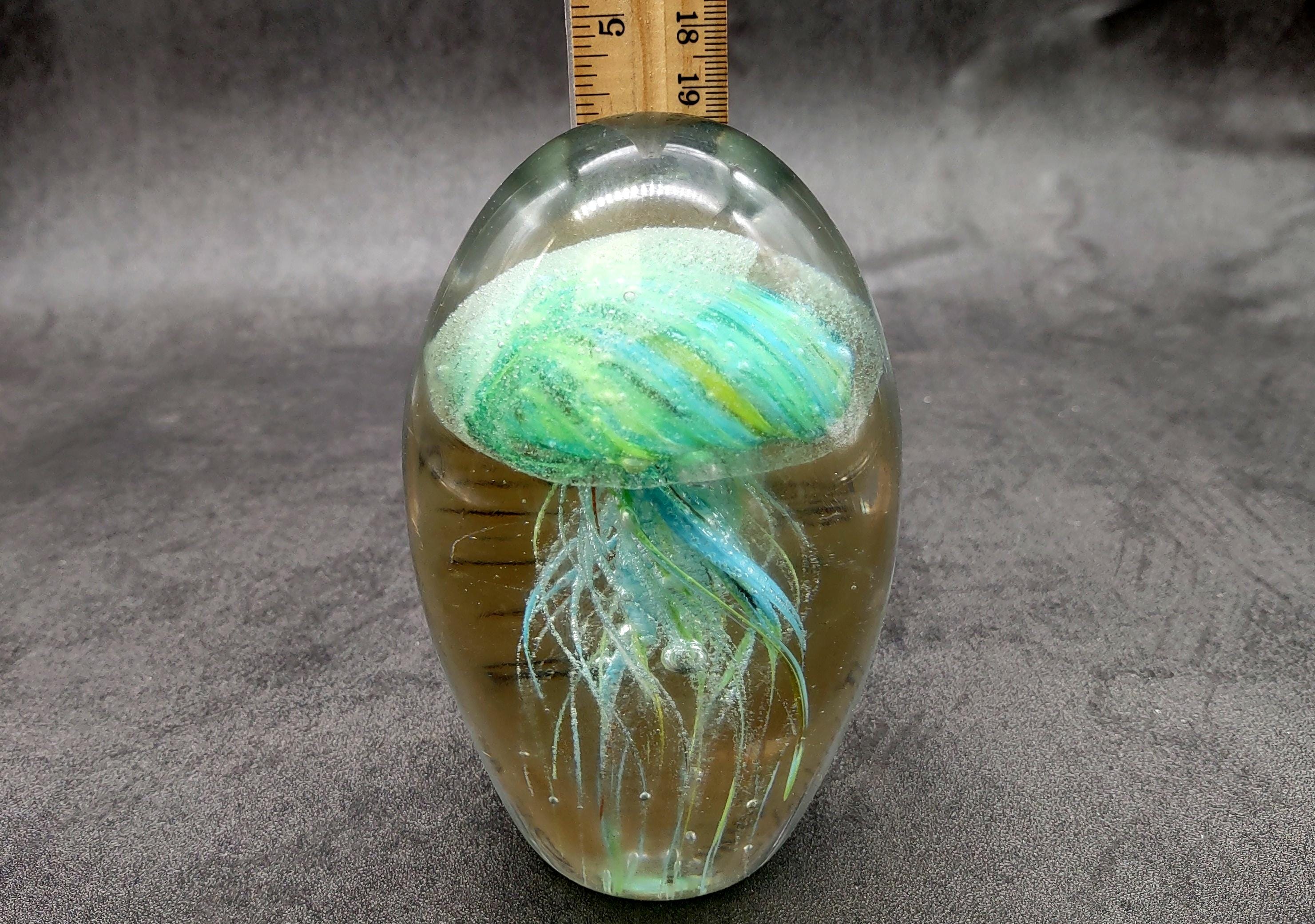 Jellyfish Glass Egg Green Yellow Blue Paperweight Glow in the Dark (1 ...