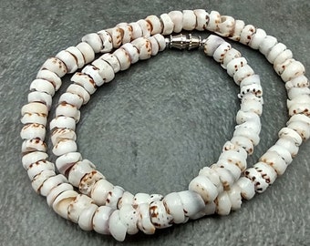 Tiger Puka Shell Necklace - (16 inches x 5-6mm)