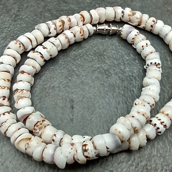 Tiger Puka Shell Necklace - (16 inches x 5-6mm)