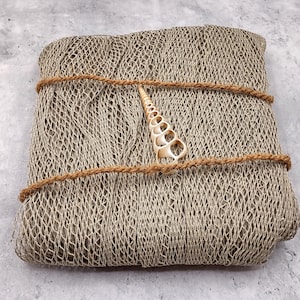 Decorative Fish Net Brown Olive Green Woven (1 net approx. 4x9 feet) Recycled Fishing Net for ocean art crafts & nautical themed parties!