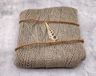 Decorative Fish Net Brown Olive Green Woven (1 net approx. 4x9 feet) Recycled Fishing Net for ocean art crafts & nautical themed parties!