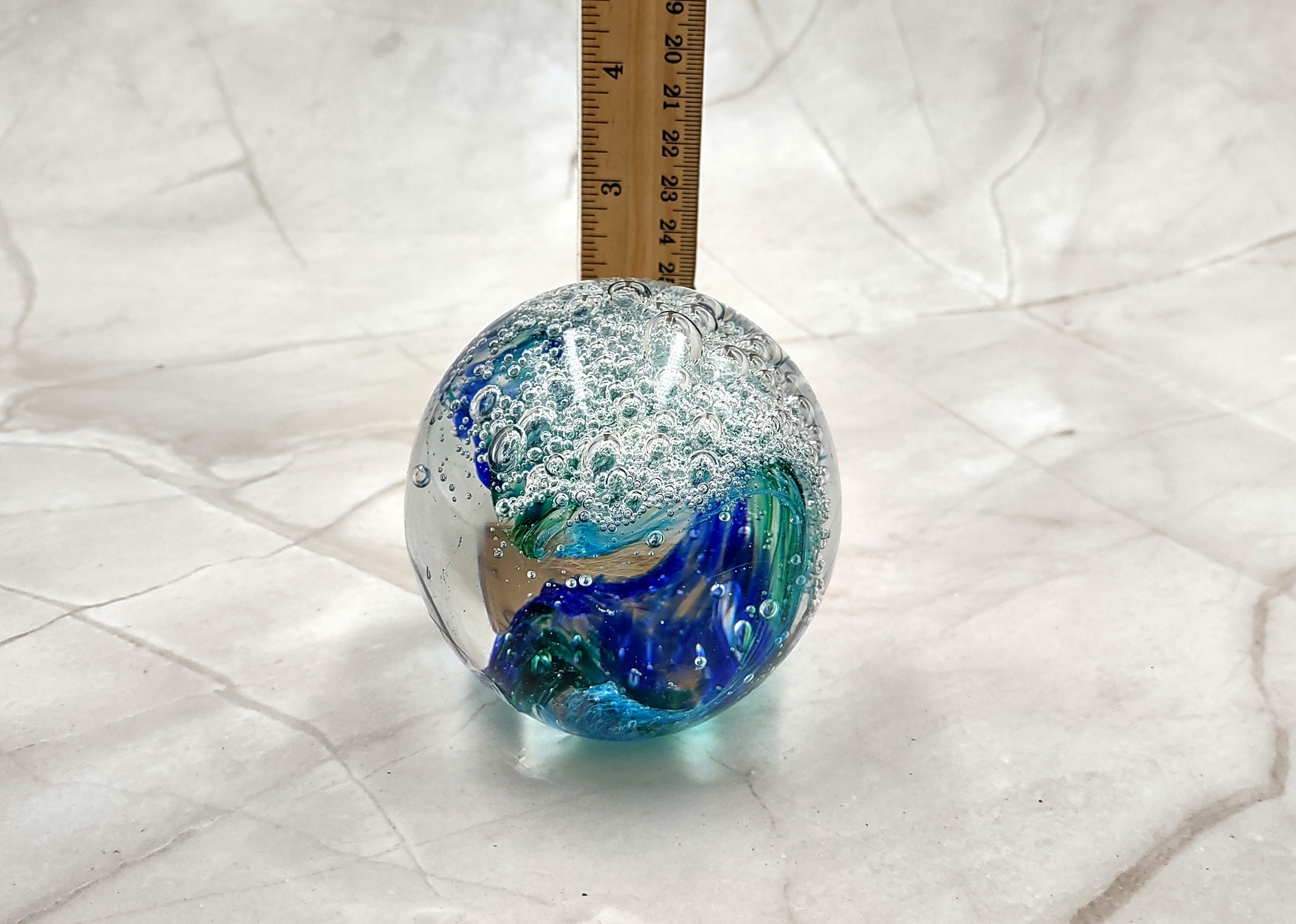 Hand Blown Glass Ocean Wave Ball Paperweight (1 Ornament Approx. 3.25 ...
