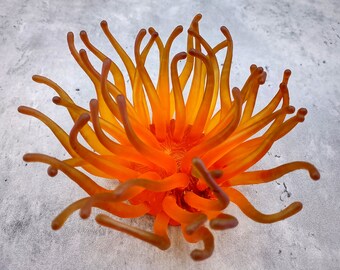 Orange FAUX Anemone - Condylactis Gigantea - (1 FAKE Anemone approx. 6Wx3Dx6T inches)