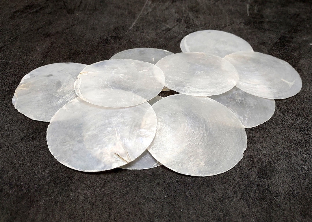 Capiz Shells Round Cut White Pearlescent Placuna Placenta (10 Shells ...