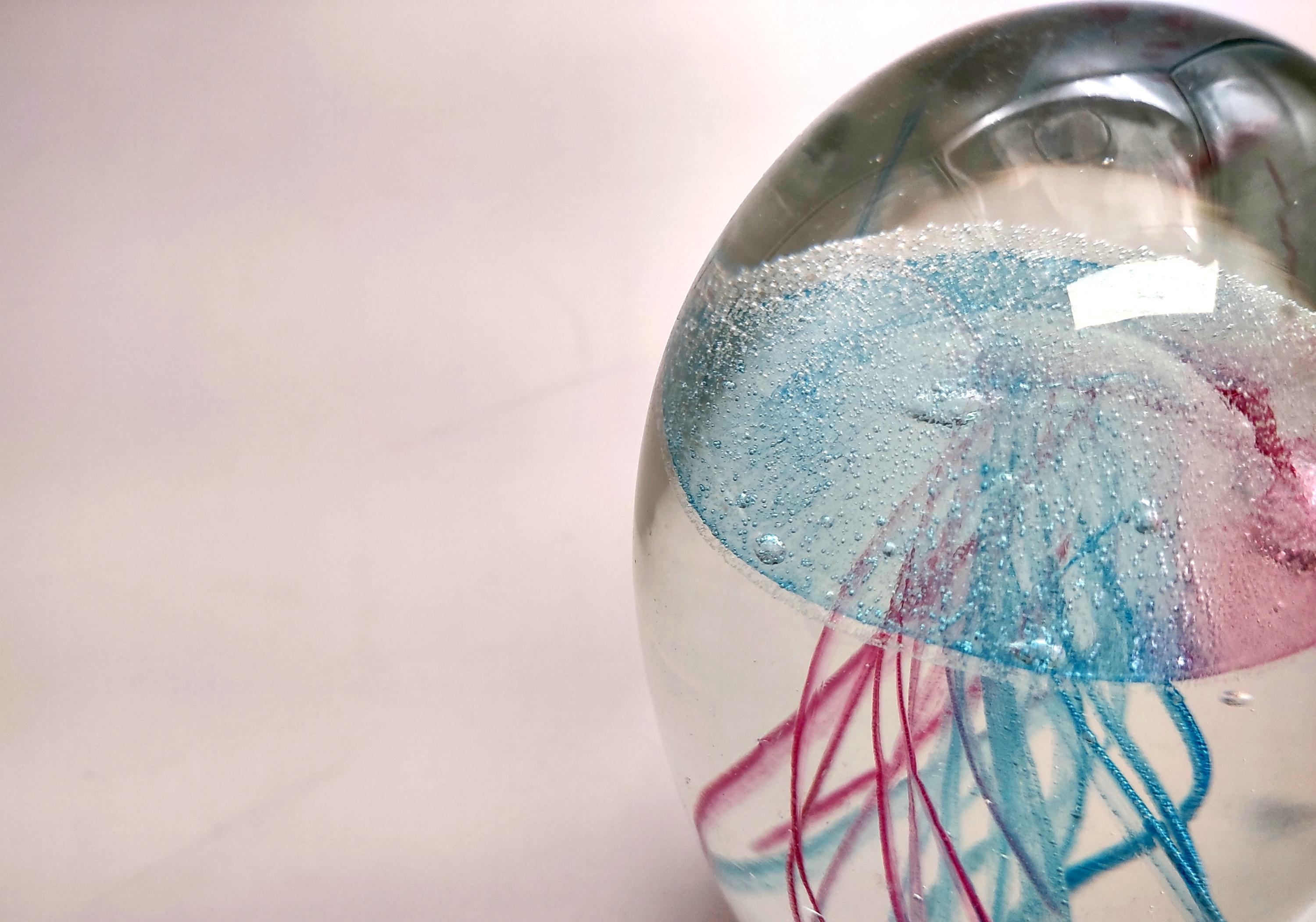 Jellyfish Glass Egg Teal Pink Paperweight Glow in the Dark (1 Figurine ...