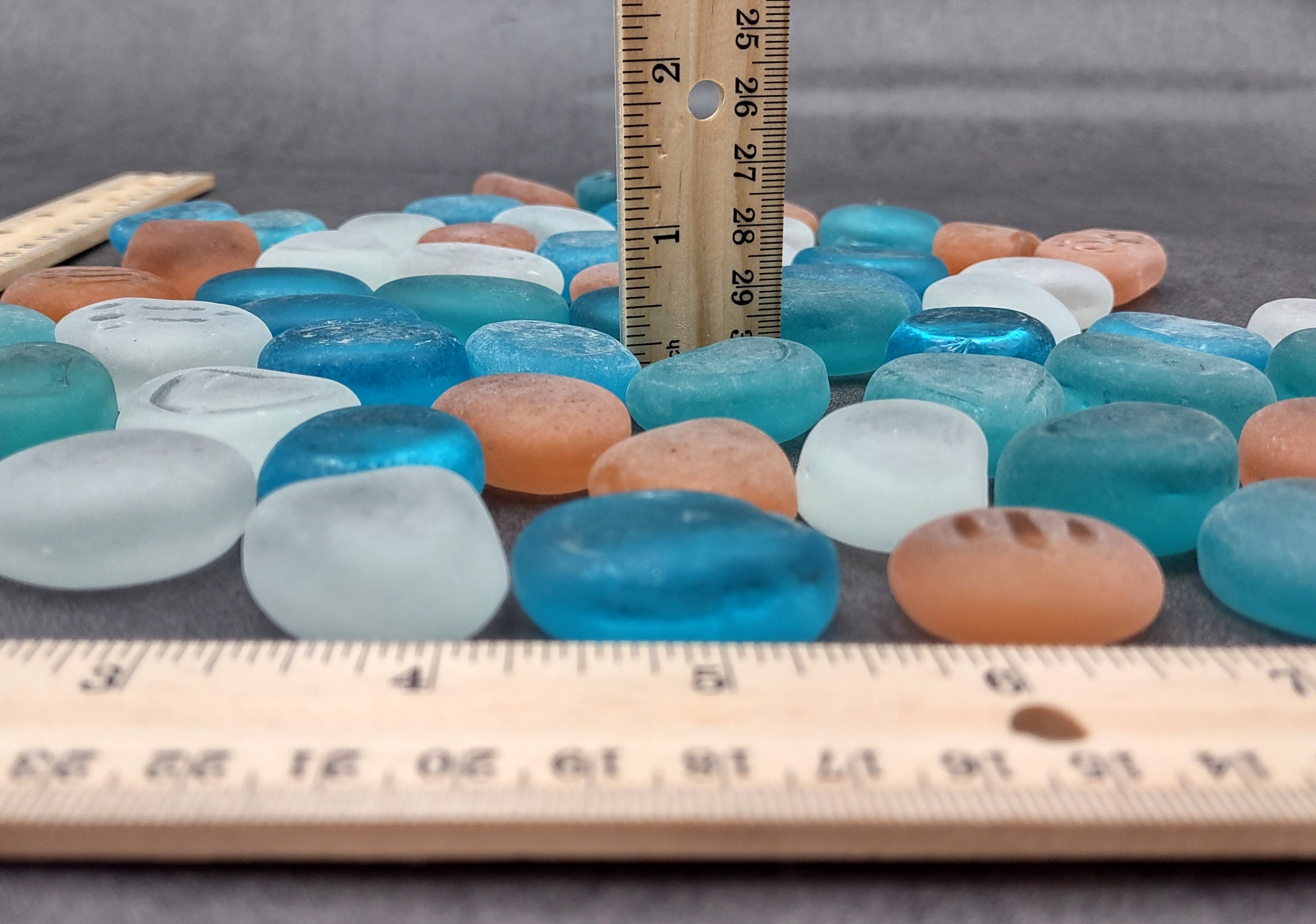 Beach Sea Glass Rounded Blue Yellow White Assorted Pebbles (approx. 1  Kilogram or 2.2 lbs. 1-1.5 inches) Man Made Tumbled Frosted Glass!