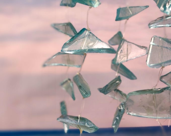 Ocean Blue Starfish Beach Glass Wind Chime Chandelier (1 chime approx. 8 x 4 inches) Starfish Seaglass Wind Chime for coastal home décor!