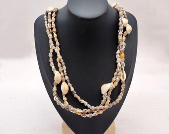 Natural Nassa Seashell Necklace Leis Brown Mix (3 leis approx. 0.20+ inch x 34 inch AROUND) Nassa Shell Leis for beach vacation or gifts!