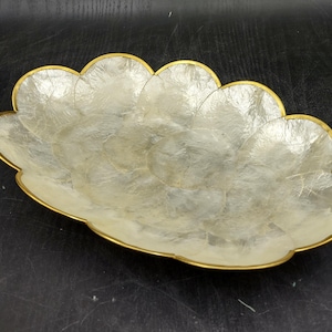 Gold Edged Oval Capiz Shell Dish (One shell dish approx. 9.5 inches) Adorable shell dish unique for any coastal home!