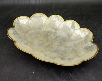 Gold Edged Oval Capiz Shell Dish (One shell dish approx. 9.5 inches) Adorable shell dish unique for any coastal home!
