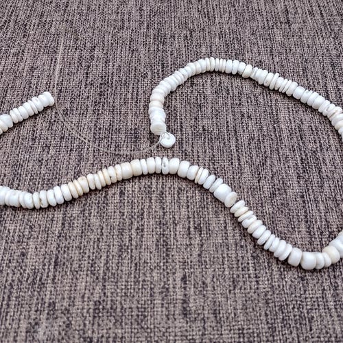 White Puka Style Seashells Drilled Strand (1 strand approx. 16 inches x 4-5+ mm) Heishi Shells swell for Creating Art Earrings & Jewelry!