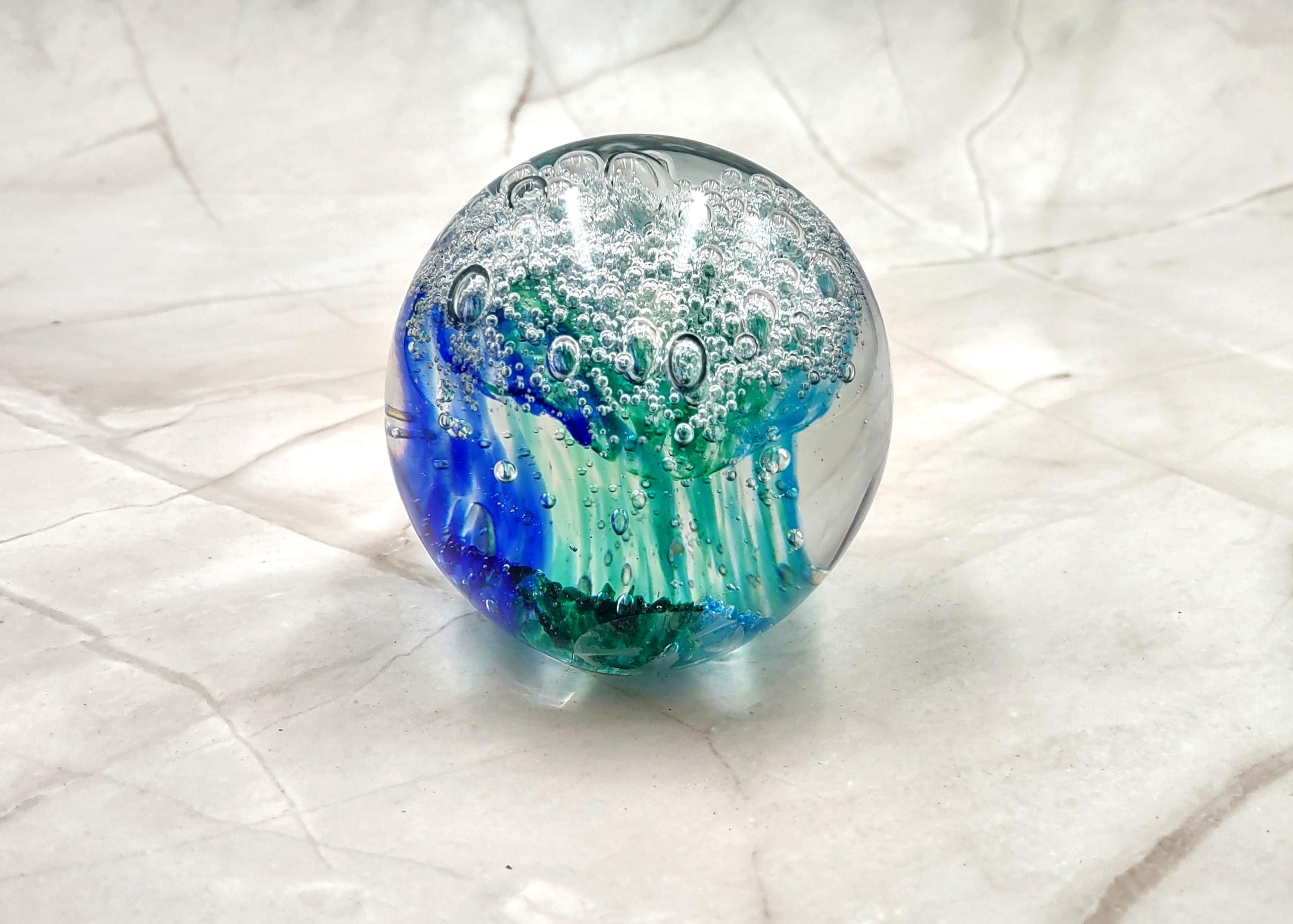 Hand Blown Glass Ocean Wave Ball Paperweight (1 Ornament Approx. 3.25 ...