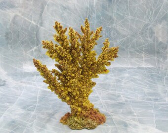 Yellow/Tan FAUX Branch Coral - Acropora Florida - (1 Fake Coral approx. 7.5Tx7Wx2D inches)