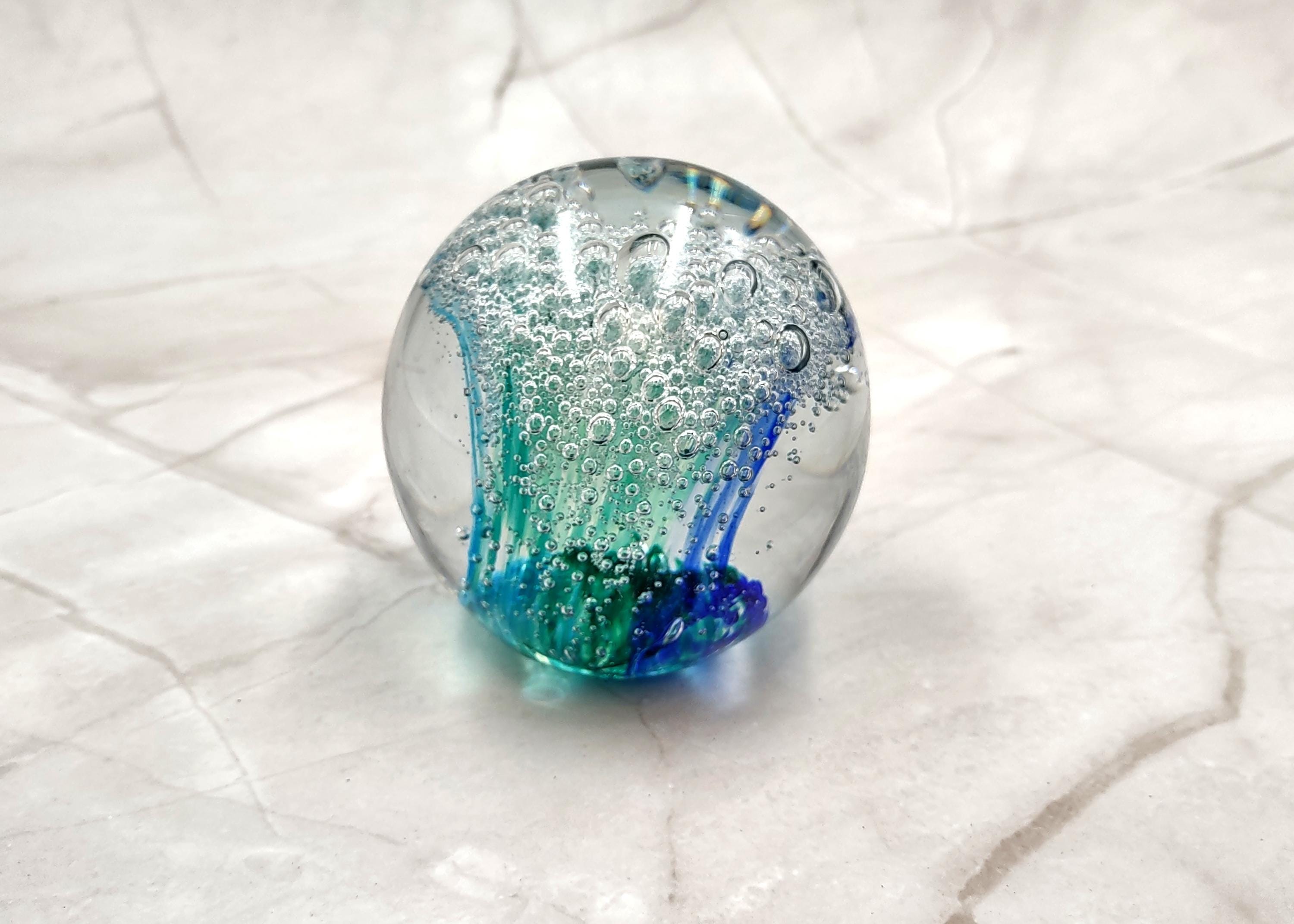 Hand Blown Glass Ocean Wave Ball Paperweight (1 Ornament Approx. 3.25 ...