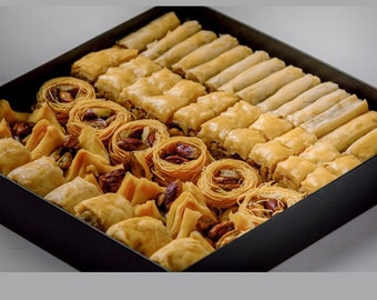 Baklava assortis, traditionnel et naturel, cadeau de pâtisserie orientale sucrée, env. 550 g