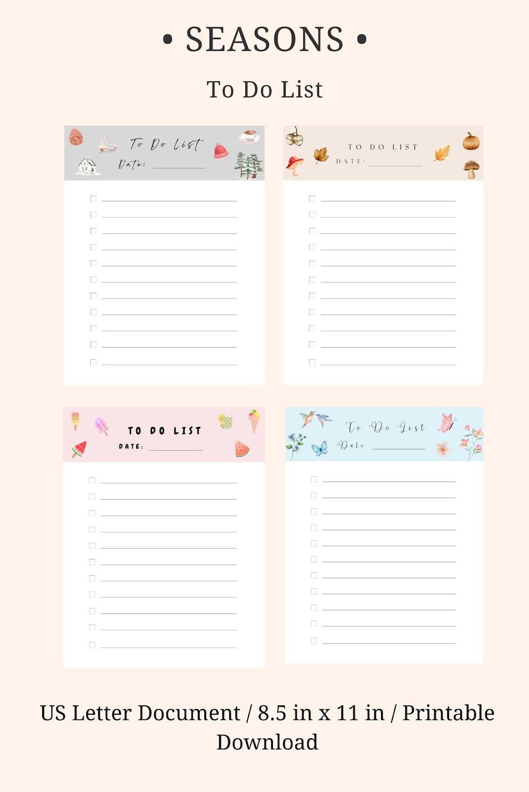 To Do List Bundle / Seasonal to Do List / Printable PDF - Etsy