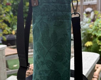 Woodland green ~ Fabric Water Bottle Holder ~ Water Bottle Sling Bag