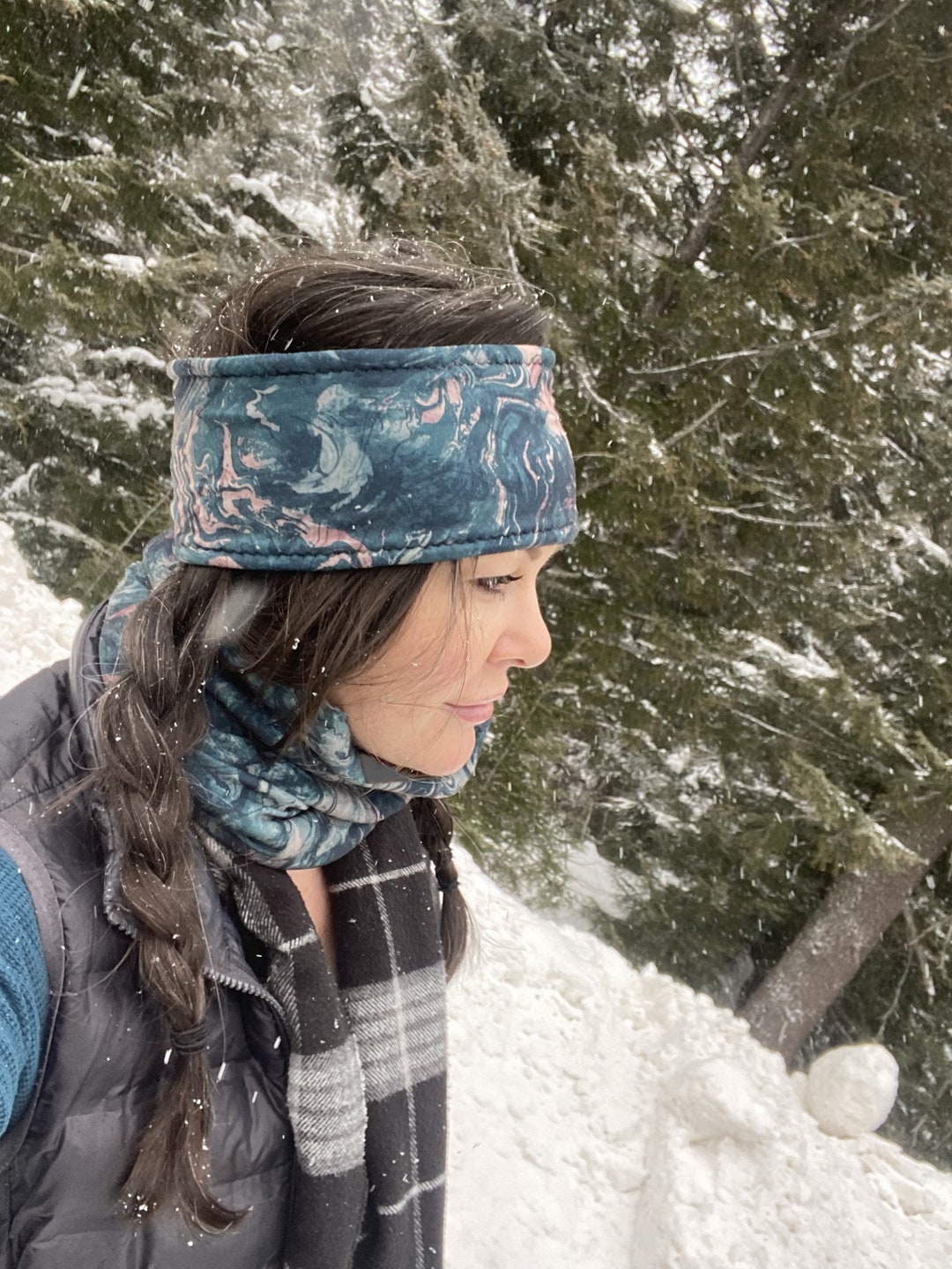 Neck Gaiter Marble Swirl Fleece Lined Neck Warmer Gaiter, Women's