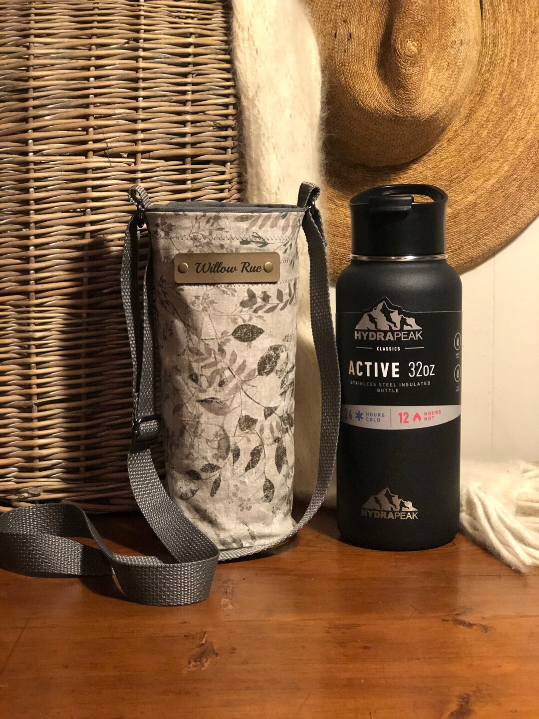 La Boheme Floral Fabric Water Bottle Holder, Water Bottle Sling Bag