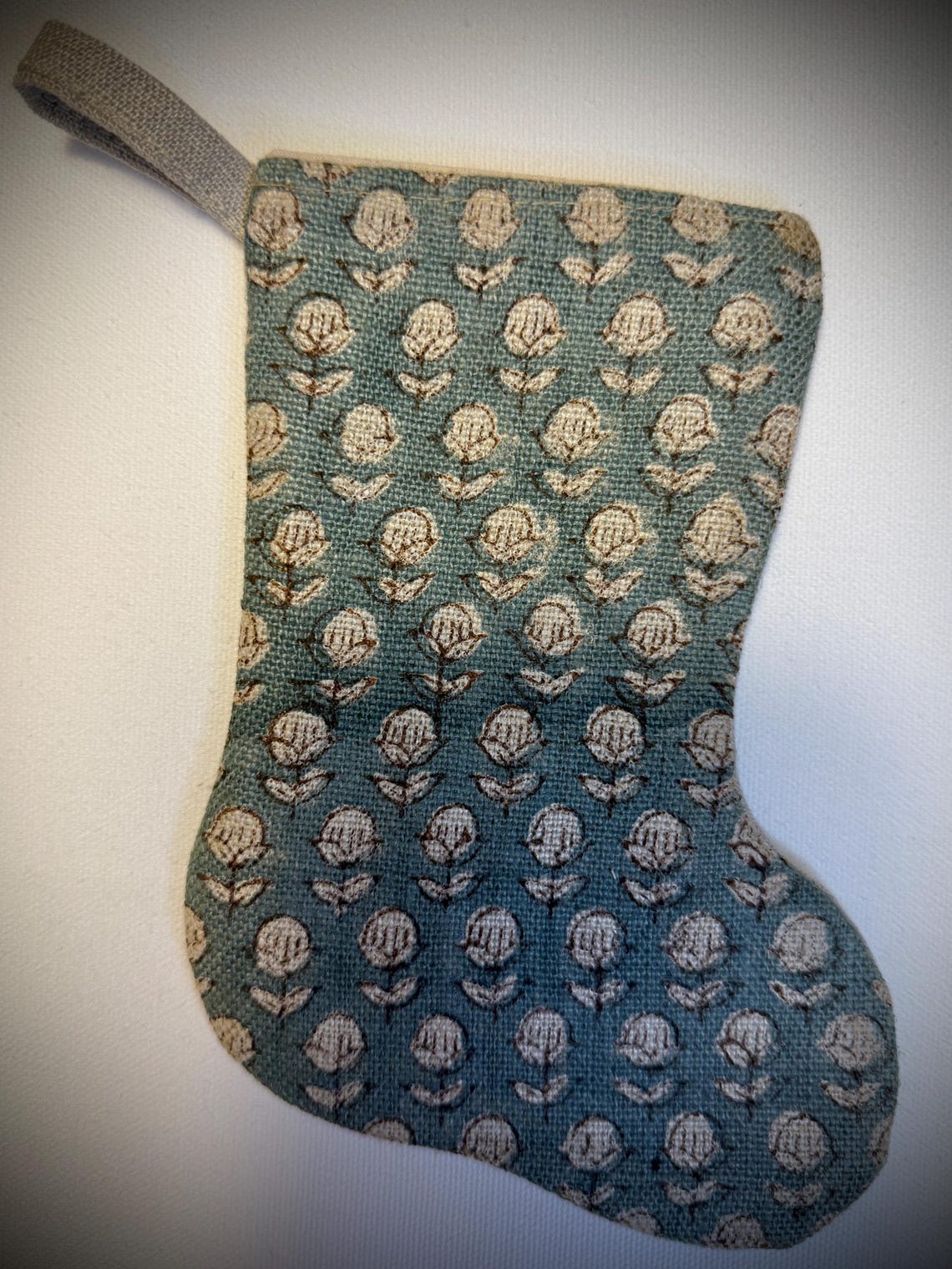 Dark Jules ~ Mini Handmade Block Print Christmas Stocking, Rustic ...