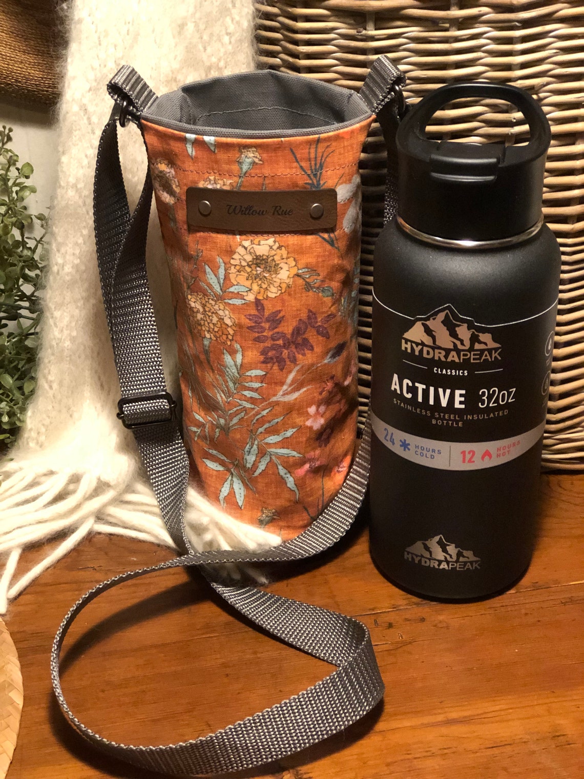 Water Bottle Holder Marigold Love Fabric Water Bottle Etsy