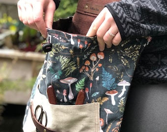 Mushroom Forest ~ Forage apron, garden apron, harvest apron, forage bag