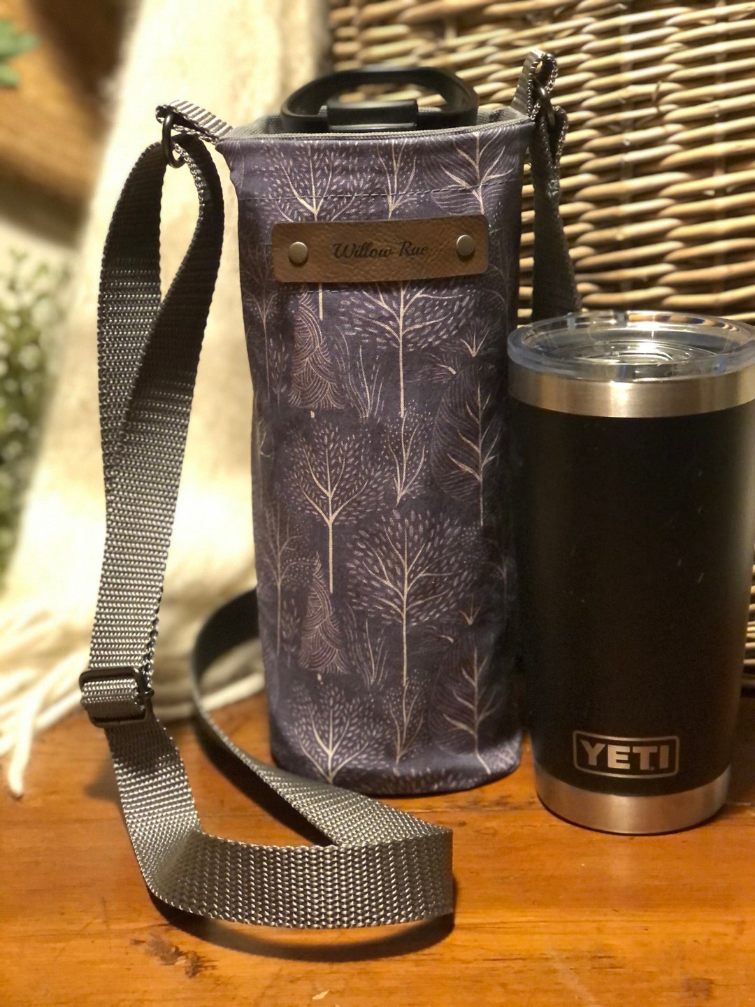 Water Bottle Holder Garden Trees Fabric Water Bottle Holder, Water Bottle Sling Bag, Hiking