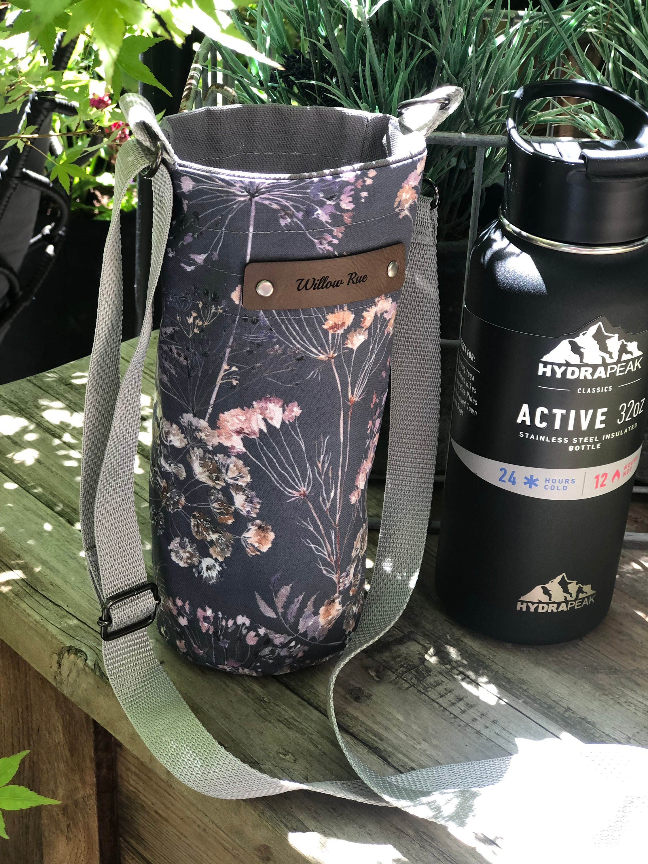 Water Bottle Holder Boho Dried Flower Fabric Water Bottle Etsy