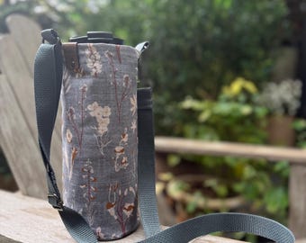 Wildflower Meadow ~ water bottle holder, water bottle carrier, water bottle sling bag, hiking purse, water bottle bag, purse, sling bag