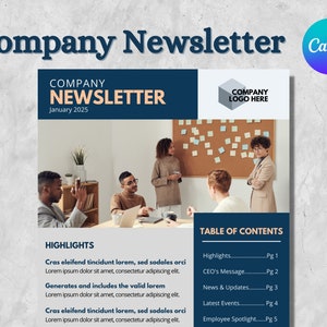 Modèle de newsletter | Bulletin d'information de l'entreprise | Bulletin d'affaires | Modifiable | Téléchargement instantané | Professionnel | Minimaliste | E-mail | Imprimable
