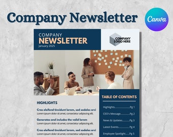 Newsletter Template | Company Newsletter | Business Newsletter | Editable | Instant Download | Professional | Minimalist | Email | Printable