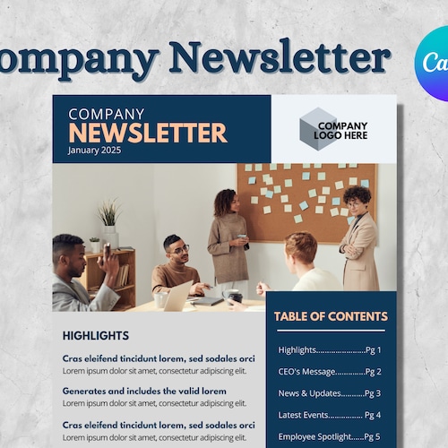 Newsletter Template Company Newsletter Business Newsletter Etsy