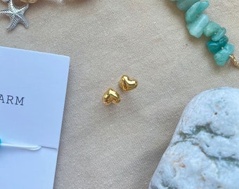 Gold plated heart stud earrings, screw back, gift for her, friendship present