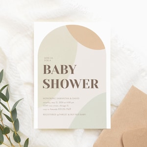 Boho Arch Baby Shower Invitation, Editable Invite, Gender Neutral Baby Shower, Minimalist Invitation, Arch Baby Shower Invite