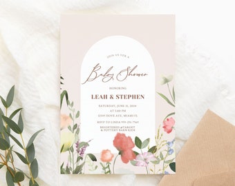 Wildflower Baby Shower Invitation, Spring Garden Baby Shower Invitation, Boho Baby Shower Invitation, Baby In Bloom Invitation Template