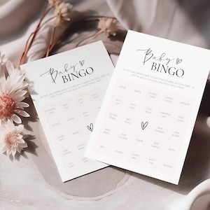 Juego de bingo para bebés, Juego de ducha de bebé rosa imprimible, Bingo de ducha de bebé, Bingo de bebé imprimible, Cartones de bingo de bebé imprimibles de color rosa