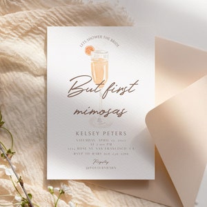 But First Mimosas Bridal Shower Invitation, Bridal Shower Invite, Brunch and Bubbly, Editable Template, Wedding Shower, Instant Download