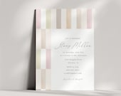 Modern Baby Shower Invitation, Pastel Invite, Retro Baby Shower Invite, Pastel Pattern Invitation, Baby Shower Invitation Template