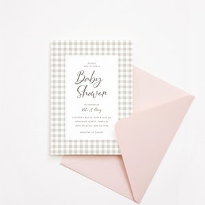 Gingham Baby Shower Invitation, Baby Shower Invite Template, Gender Neutral, Editable, Printable Invitation, Instant Download image 4