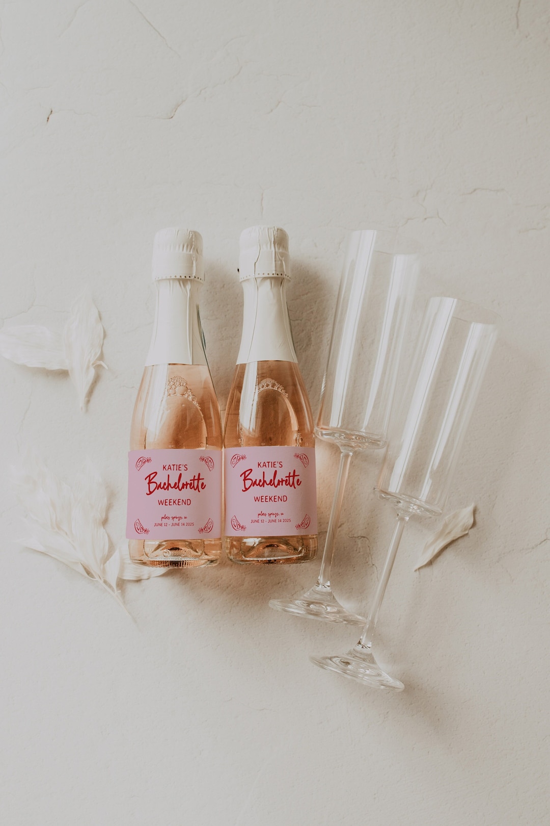Editable Mini Champagne Bottle Label Template, Pink Bachelorette Party ...