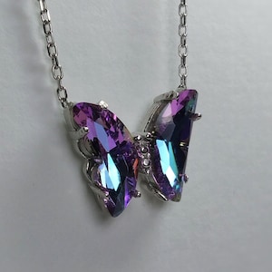Sterling Silver Butterfly Necklace, Dainty Necklace,Butterfly Pendant,Butterfly Choker For Her, Butterfly Jewelry, Crystal Butterfly
