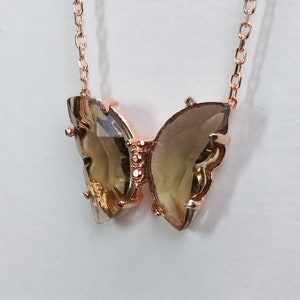 Sterling Silver Brown Butterfly Necklace, Dainty Necklace, Butterfly Pendant, Butterfly Jewelry, Butterfly Choker For Her