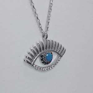 Sterling Silver Evil Eye Necklaces for Women, Evil Eye Charm, Protection Necklace, Dainty Necklace
