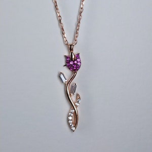 Sterling Silver Rose Necklace, Flower Necklace, Couples Gift, Pendant, Dainty Necklace