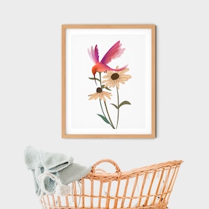 Red Hummingbird Watercolor Printable Art, Living Room Decor, Printable Wall Art, Hummingbird